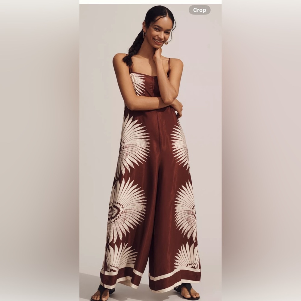 NWT Anthropologie size XXS jumpsuit in brown motif